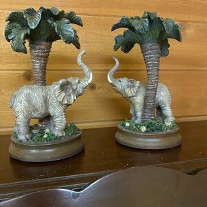 Vintage pair of elephant candle holders